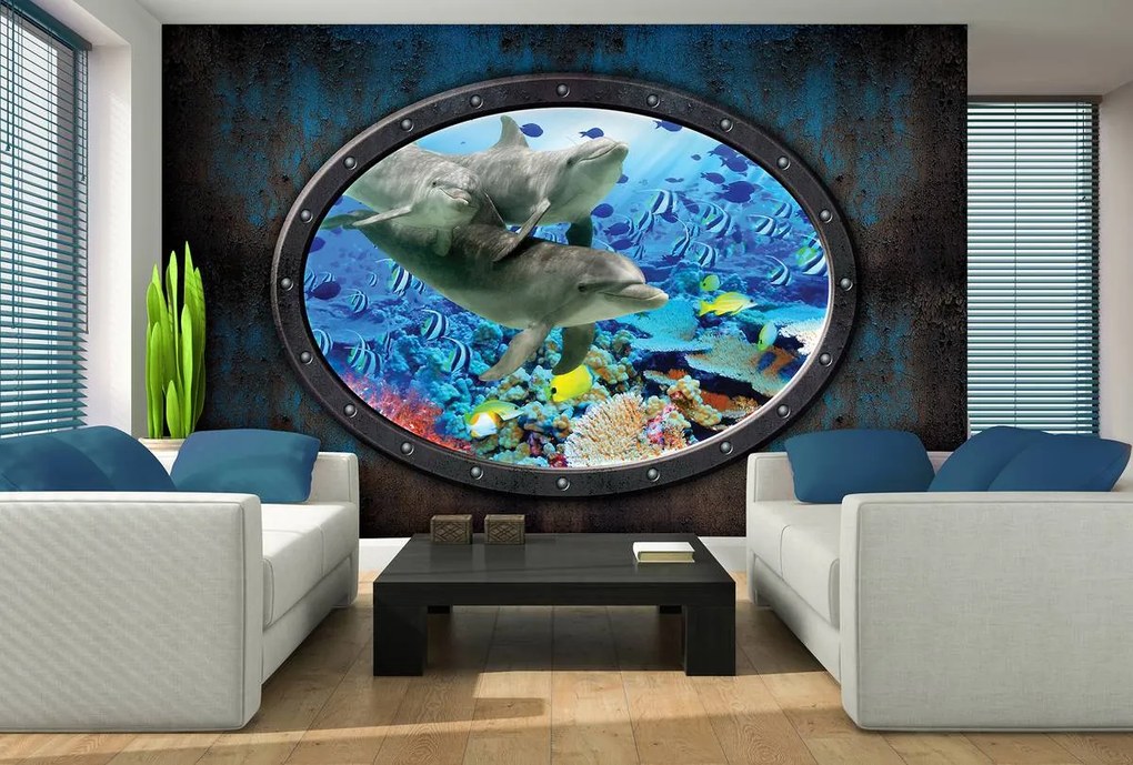 Fototapet - Delfin în aquariu (254x184 cm)