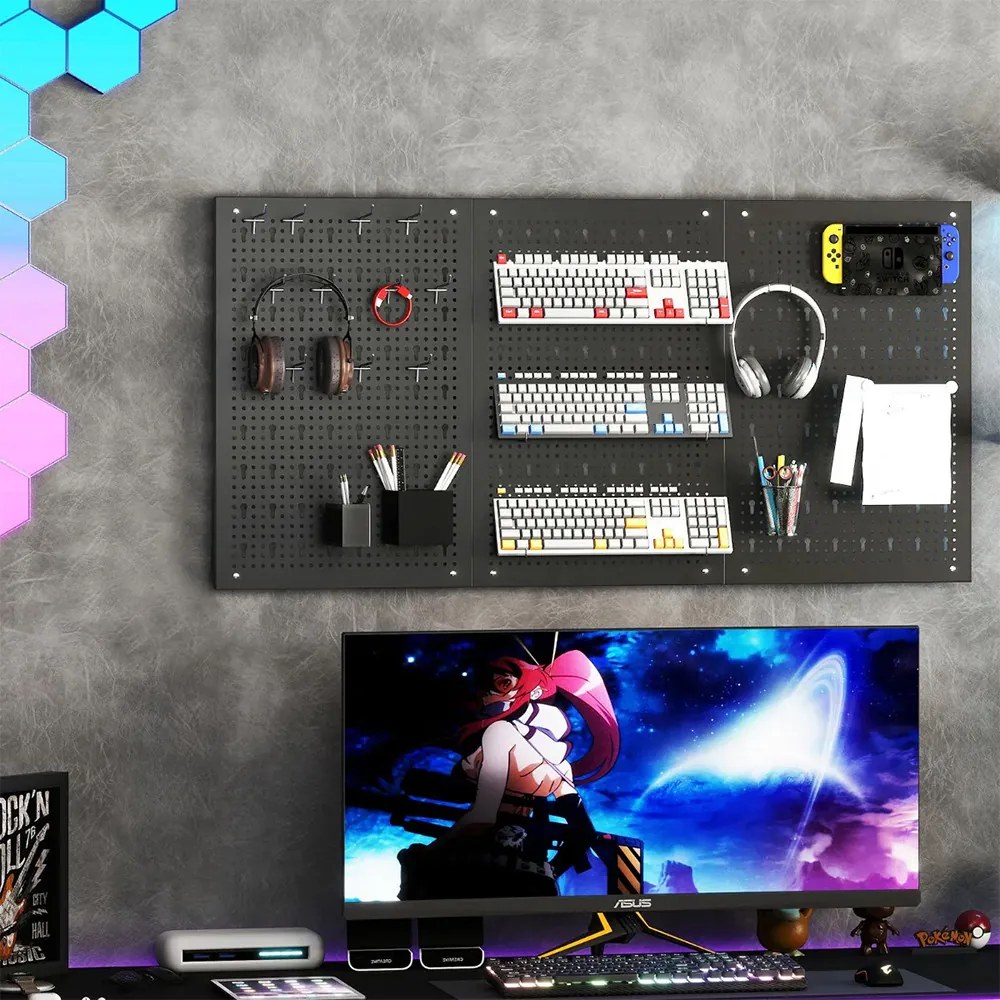 Organizator metalic pentru scule cu 9 compartimente și cârlige