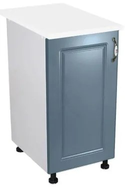 Corp inferior cu 1 Usa Zebra, Alb / MDF Albastru, si blat Alb 40 x 85 x 60