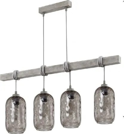 Brilagi - Lustră pe cablu WOOD GLASS 4xE27/60W/230V pin/gri/gri fumuriu