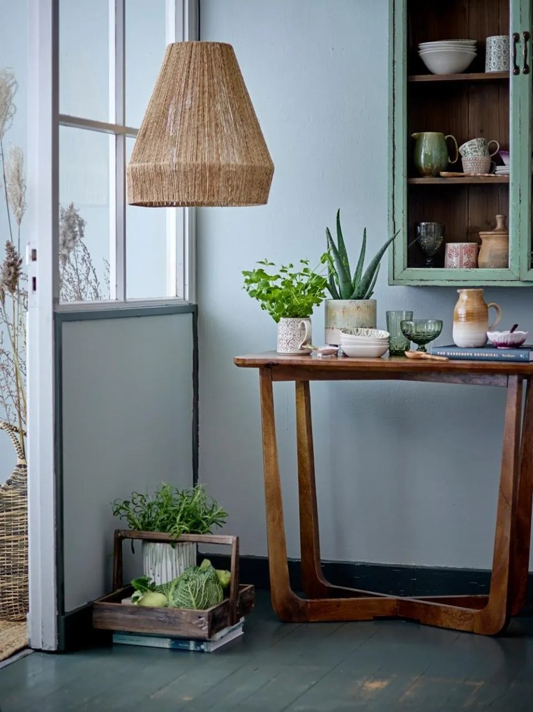 Vitrina verde, din lemn cu aspect vintage, Hazem