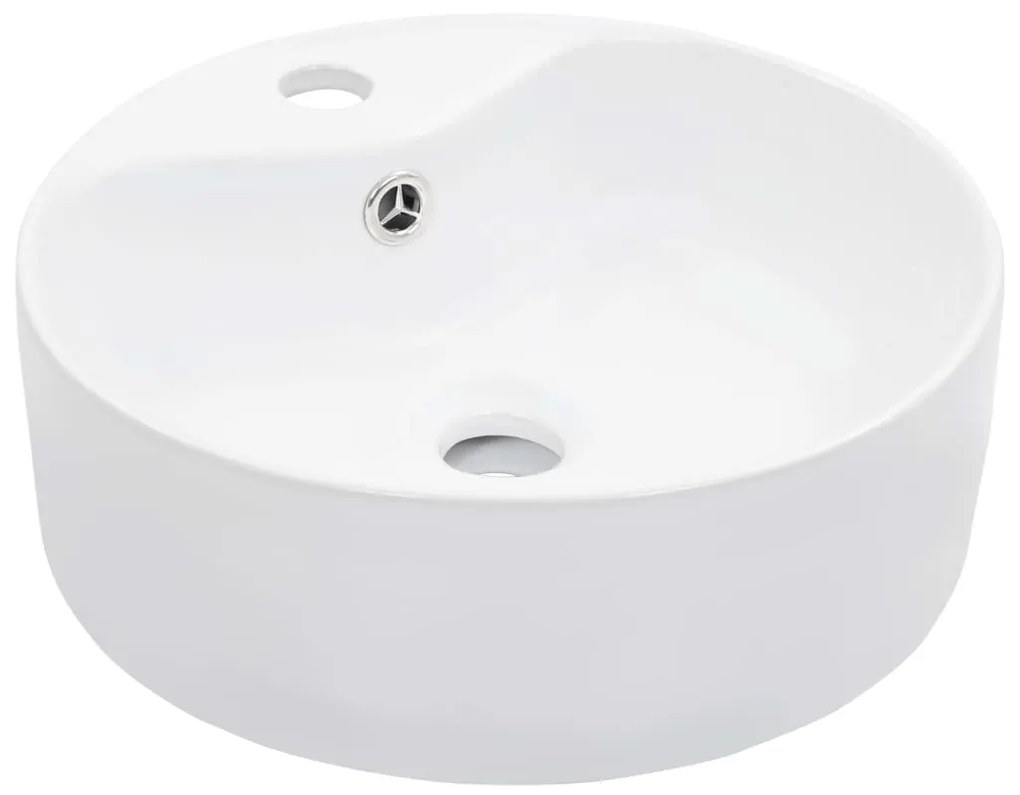 vidaXL Chiuvetă cu preaplin, alb, 36x13 cm, ceramică