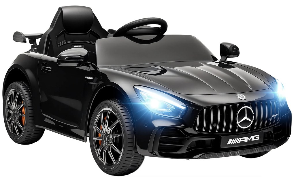 AIYAPLAY Mașină electrică pentru copii, Mercedes, 3-5 km/h, telecomandă, lumină & muzică, Negru | Aosom Romania