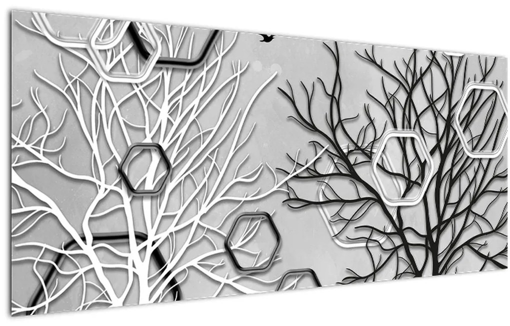 Tablou abstract cu pomi (120x50 cm)