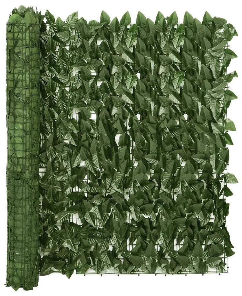 Paravan de balcon, frunze verde inchis, 300x100 cm