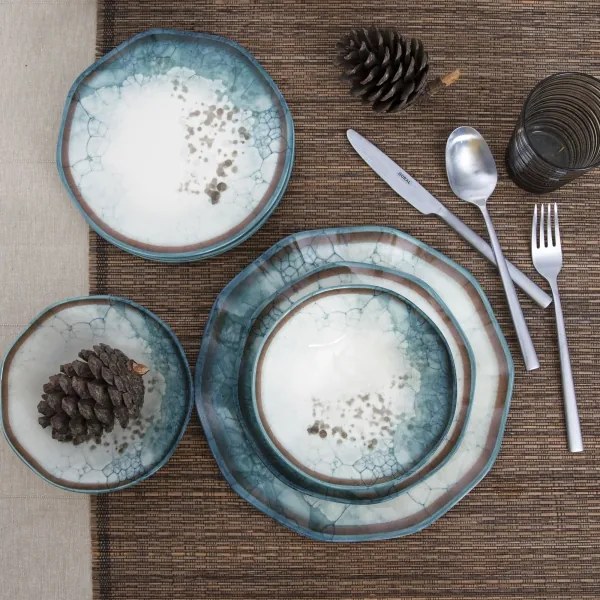 Set de masă din porțelan, 24 piese, albastru