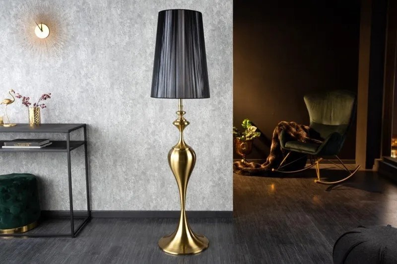 Lampadar, Lampa de podea design deosebit Lucie 160cm, negru-auriu