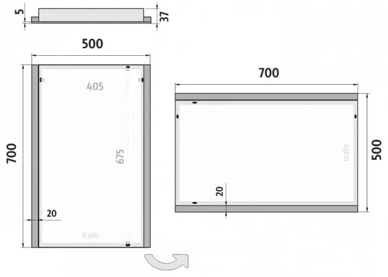 Oglindă LED retroiluminată pentru baie NIMCO ZP 11001 6500K 70x50 cm IP44