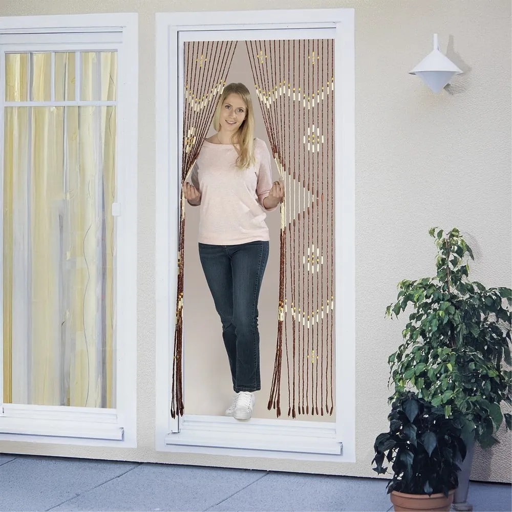 Draperie în culoare naturală din bambus 90x200 cm cu prindere la ușă Rhombus – Maximex