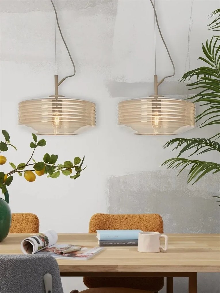 Lustra/Pendul design decorativ Verona ribbed, amber