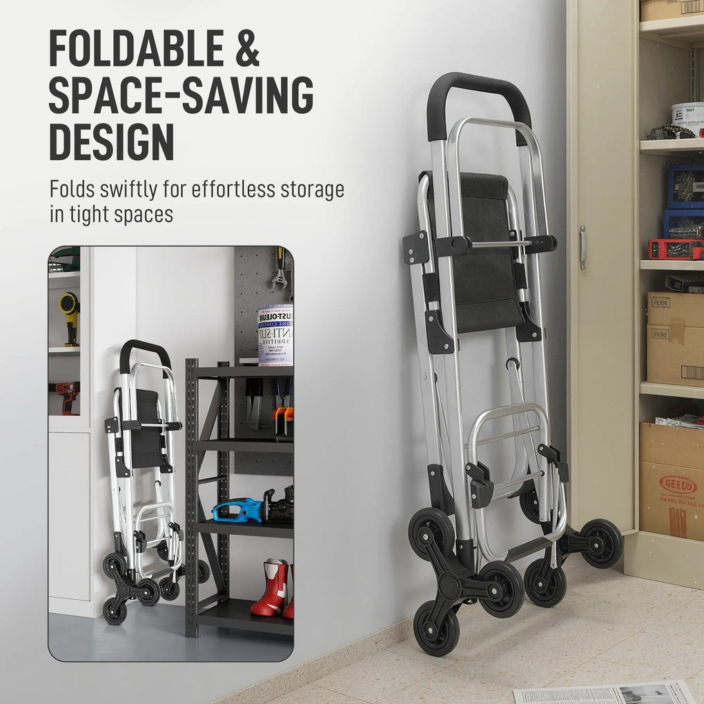 HOMCOM Cărucior de Cumpărături cu Geantă Impermeabilă de 40L, 46x59.5x97 cm, Negru și Argintiu | Aosom Romania