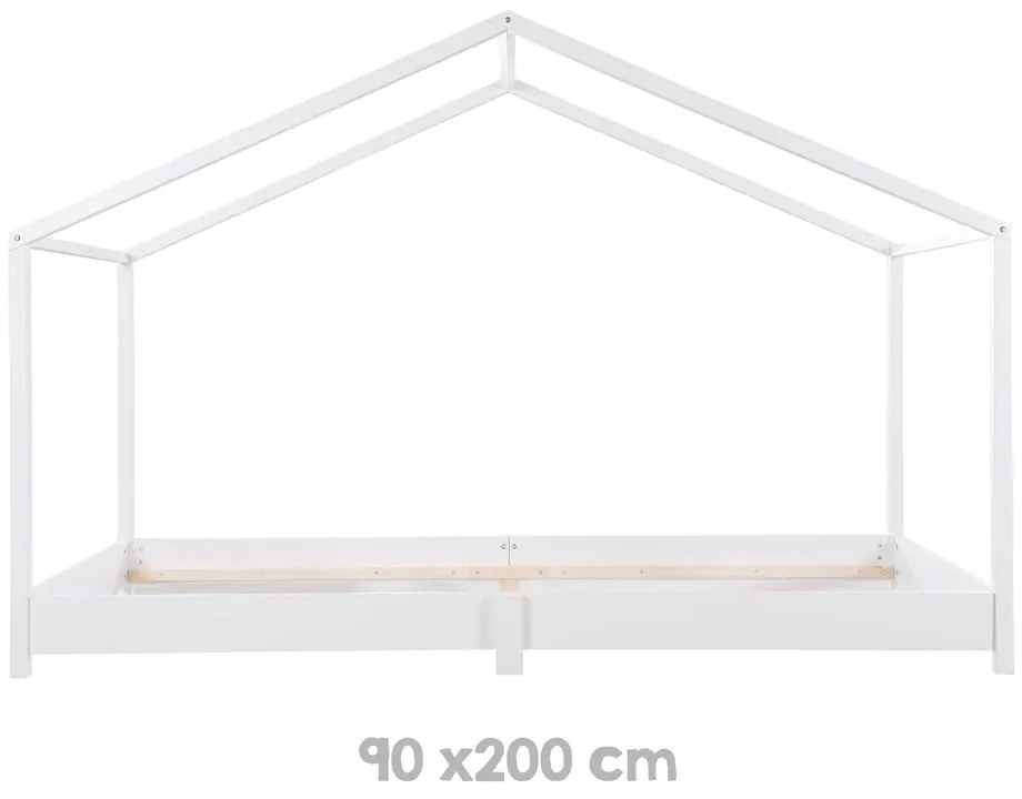 Pat pentru copii alb de tip casă 90x200 cm Montessori – Roba