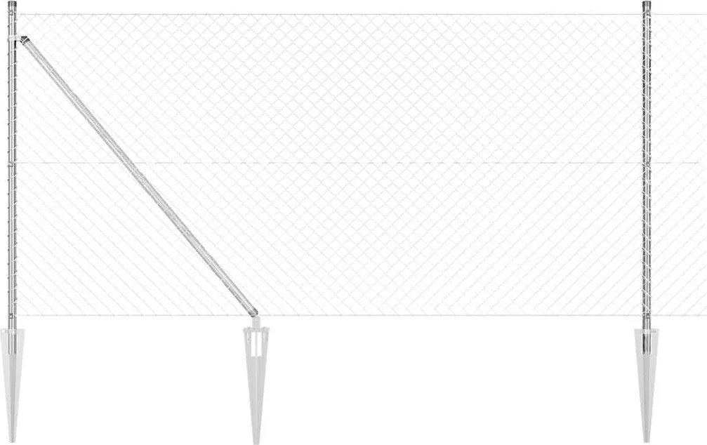 vidaXL Stâlp de gard. Argintiu 10 x 1 m (plasă de 40 x 40 mm) Oțel