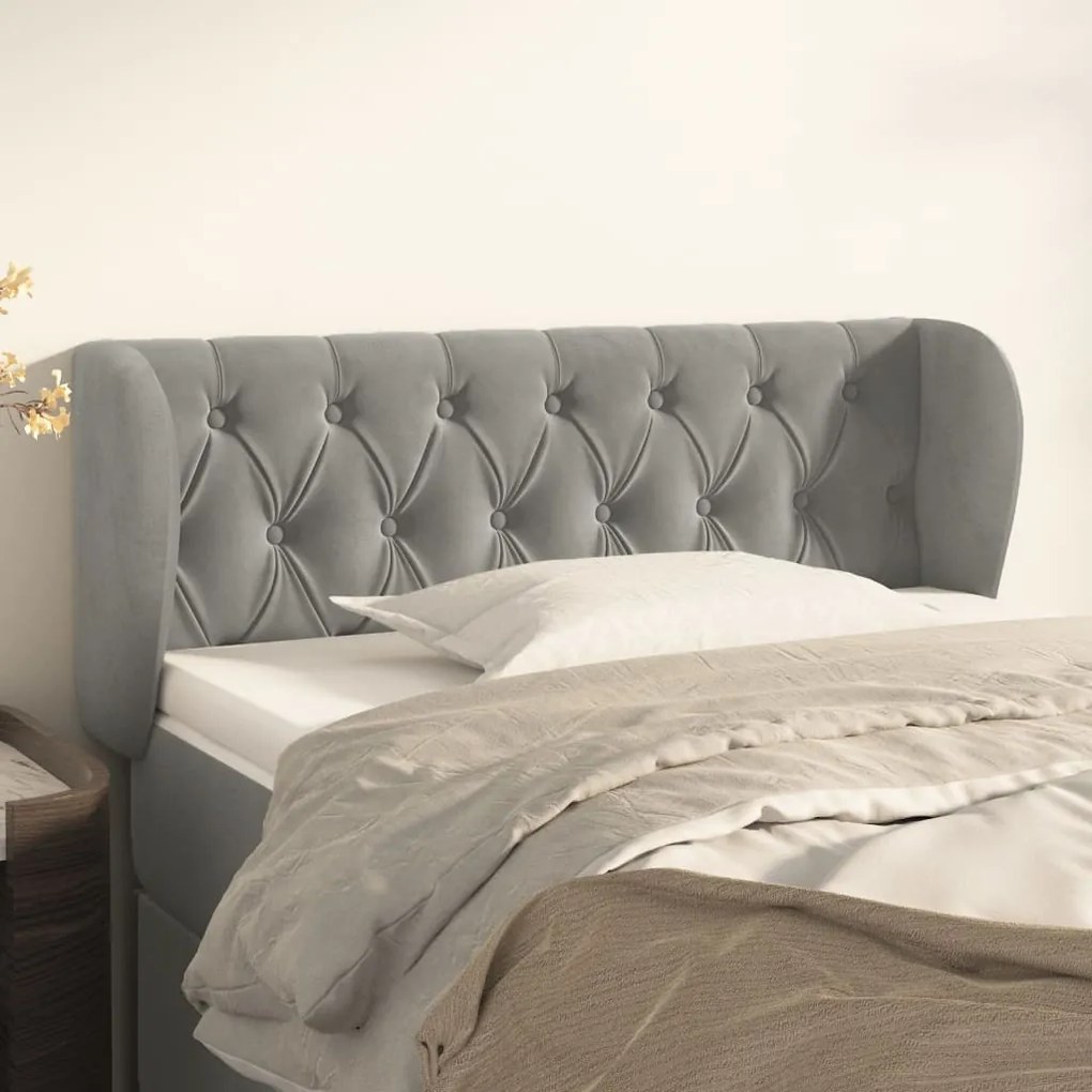 vidaXL Tăblie de pat cu aripioare gri deschis 93x23x78/88 cm catifea