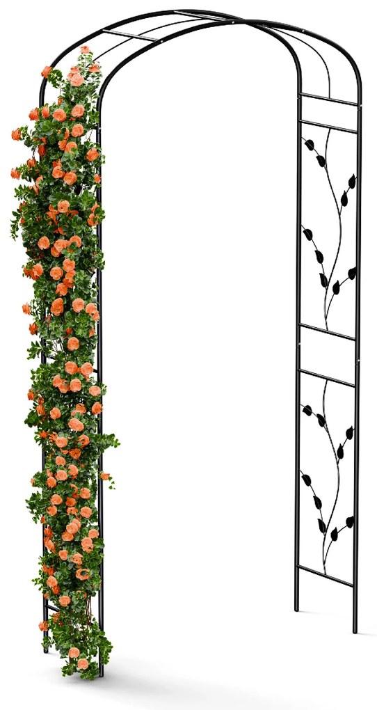 FloraBelle Curve arcadă roz, modele decorative cu frunze, rezistentă la intemperii, suport pentru plante cățărătoare