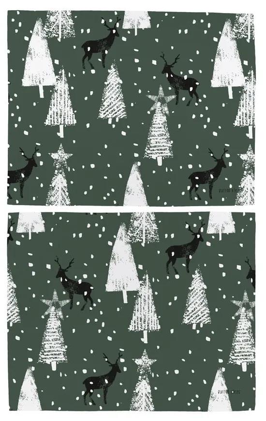 Suport pentru farfurii 2 buc. din material textil 35x45 cm cu model de Crăciun Deer in the Forest – Butter Kings