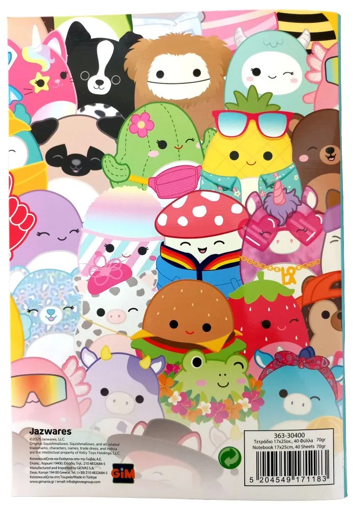 Squishmallows Feelin&#039; Caiet B/5 40 de pagini cu linii