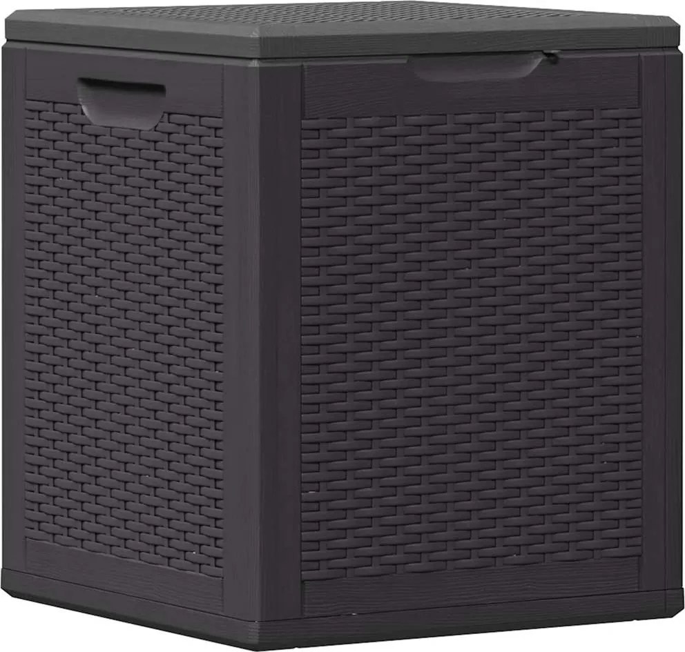 vidaXL Cutie de depozitare pentru grădină, negru, 90L, PP ratan