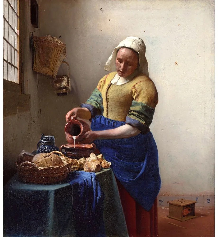 Tablou - reproducere 45x60 cm The Milkmaid, Jan Vermeer – Fedkolor