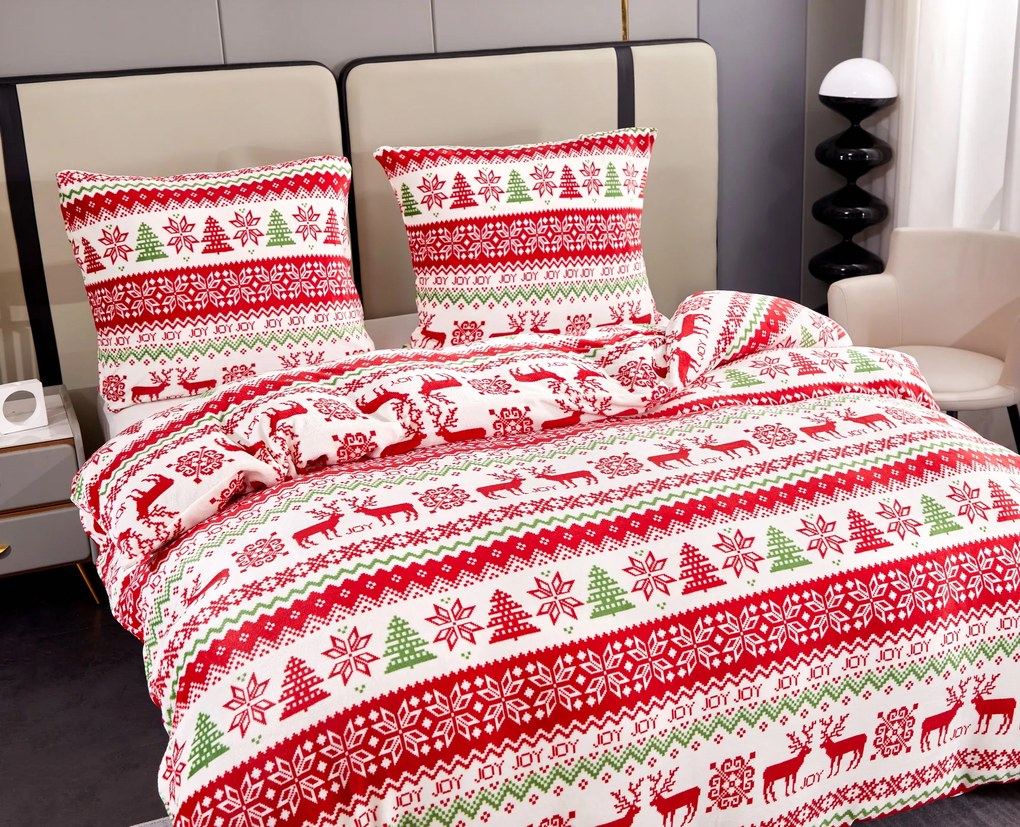 Lenjerie de pat din microplus alb CHRISTMAS JOY Dimensiune lenjerie de pat: 2 buc 70 x 90 cm | 200 x 220 cm