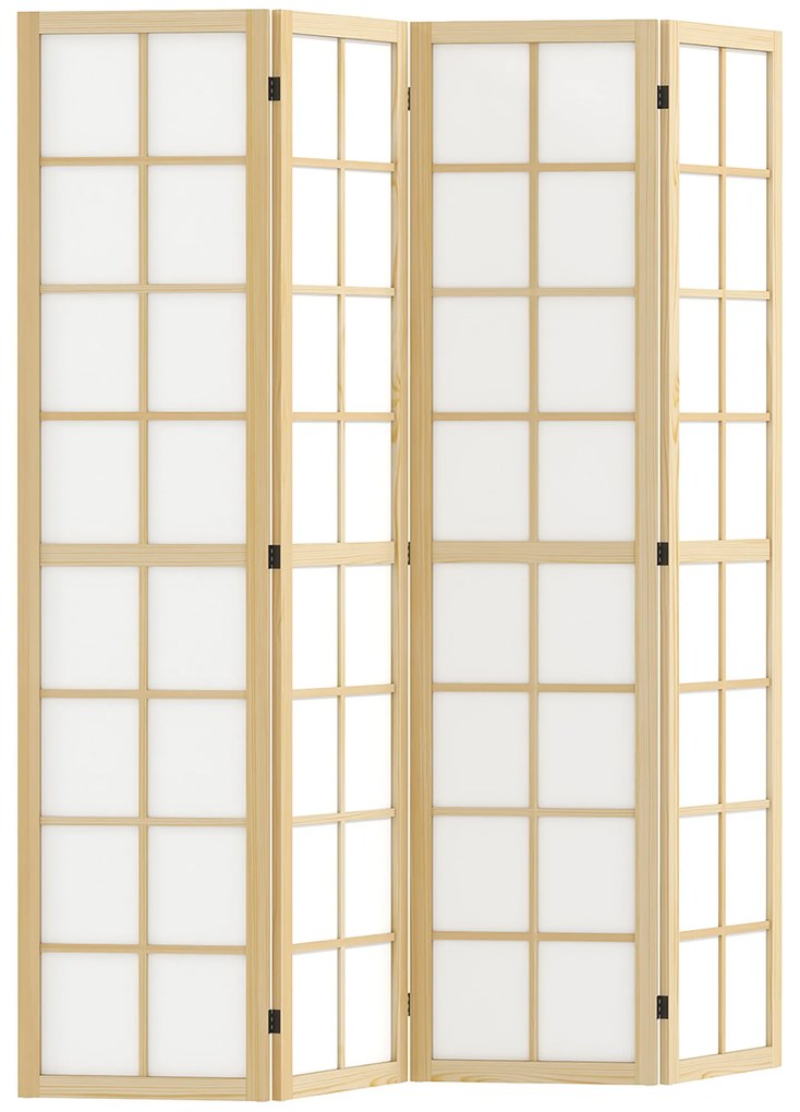 HOMCOM Paravan cu 4 Panouri Pliabile, Separator de Camere Autoportant, Ecran de Intimitate Interior pentru Sufragerie, Dormitor, 160 x 170cm | Aosom Romania