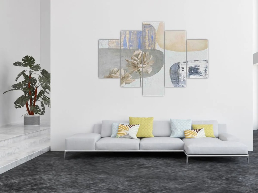 Tablou - Pictură flori și texturi (150x105 cm)