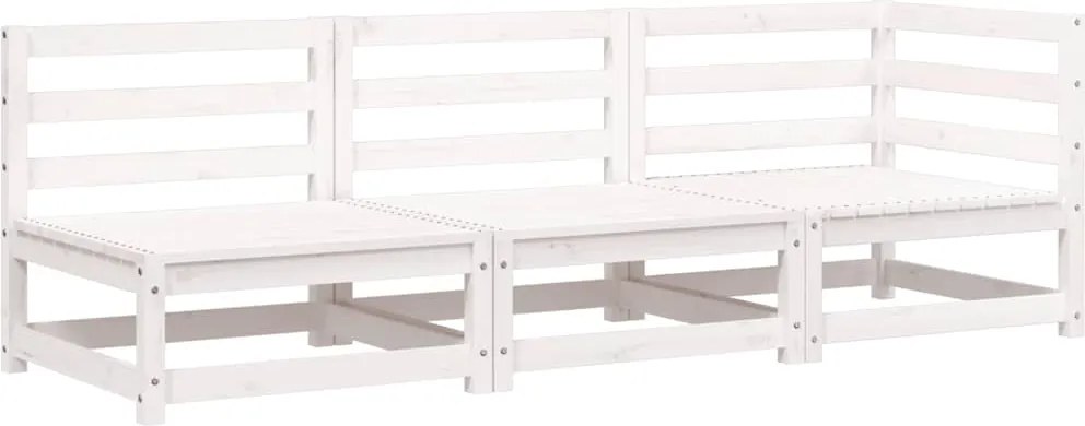 vidaXL Canapea de grădină cu 3 locuri, alb, lemn masiv de pin