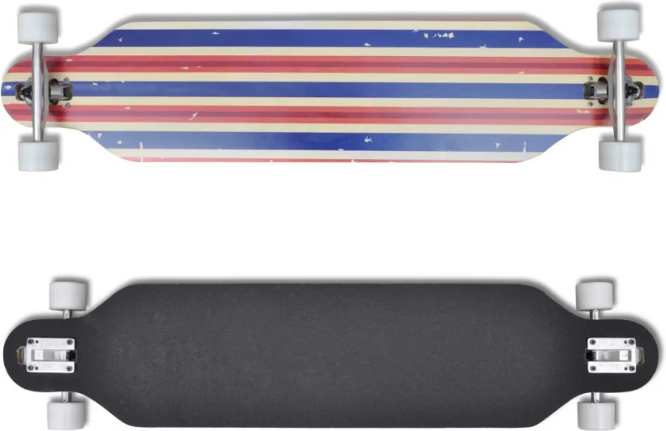 Longboard 107 cm straturi din lemn de artar, ax skateboard Albastru