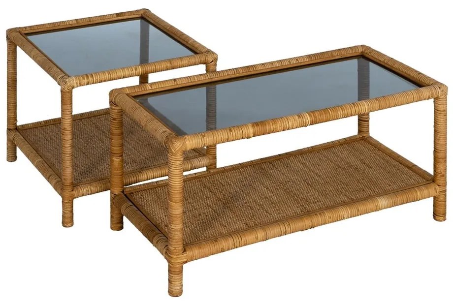 Măsuță de cafea în culoare naturală cu blat din sticlă 40x90 cm – Ixia