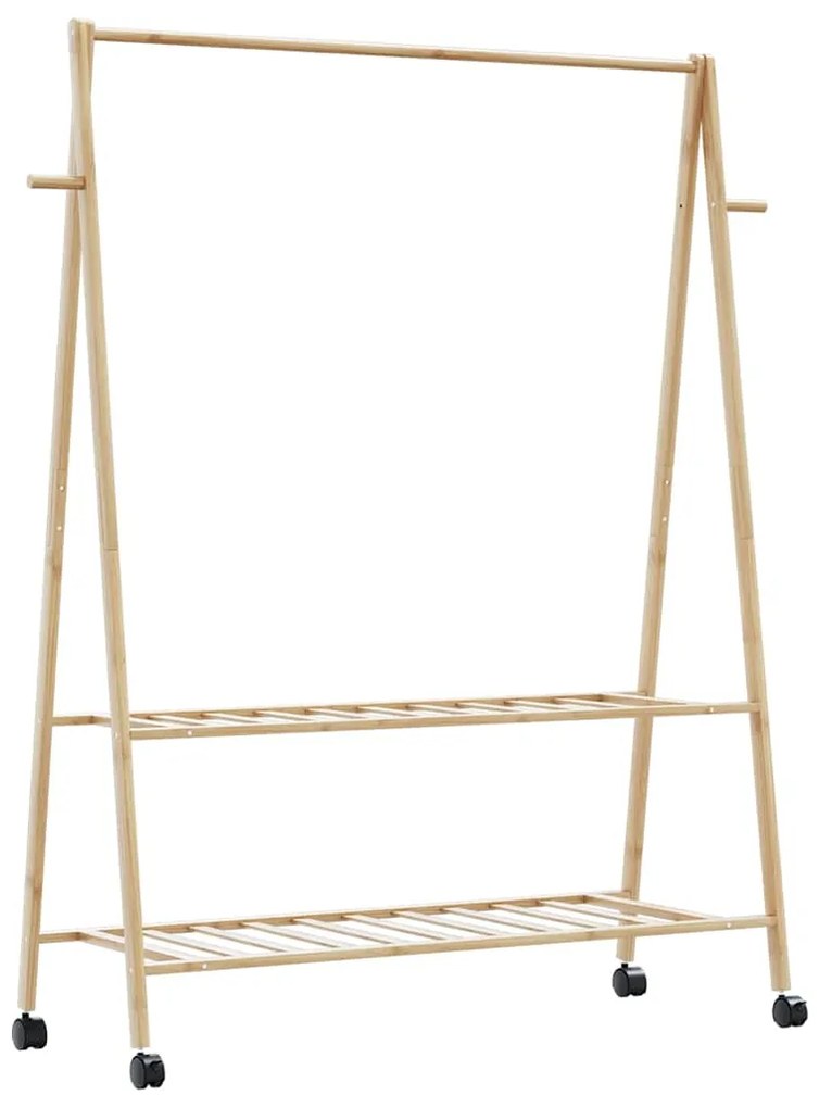 vidaXL Suport pentru haine cu rafturi și roți 132x45,5x155,5 cm bambus