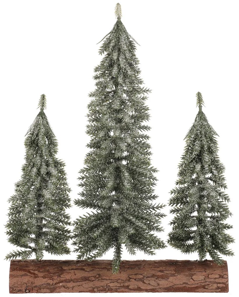 Decorațiune de Crăciun Brazi pe butuc - trio, 34 cm, verde