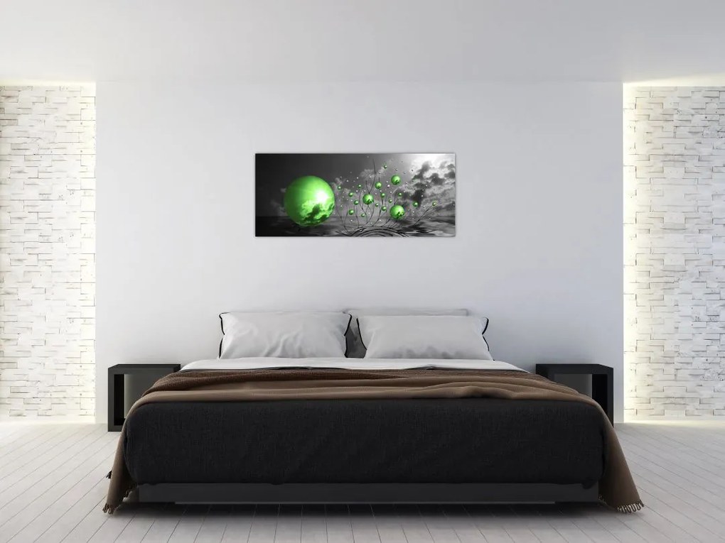 Tabloul bilelor verzi abstracte (120x50 cm)