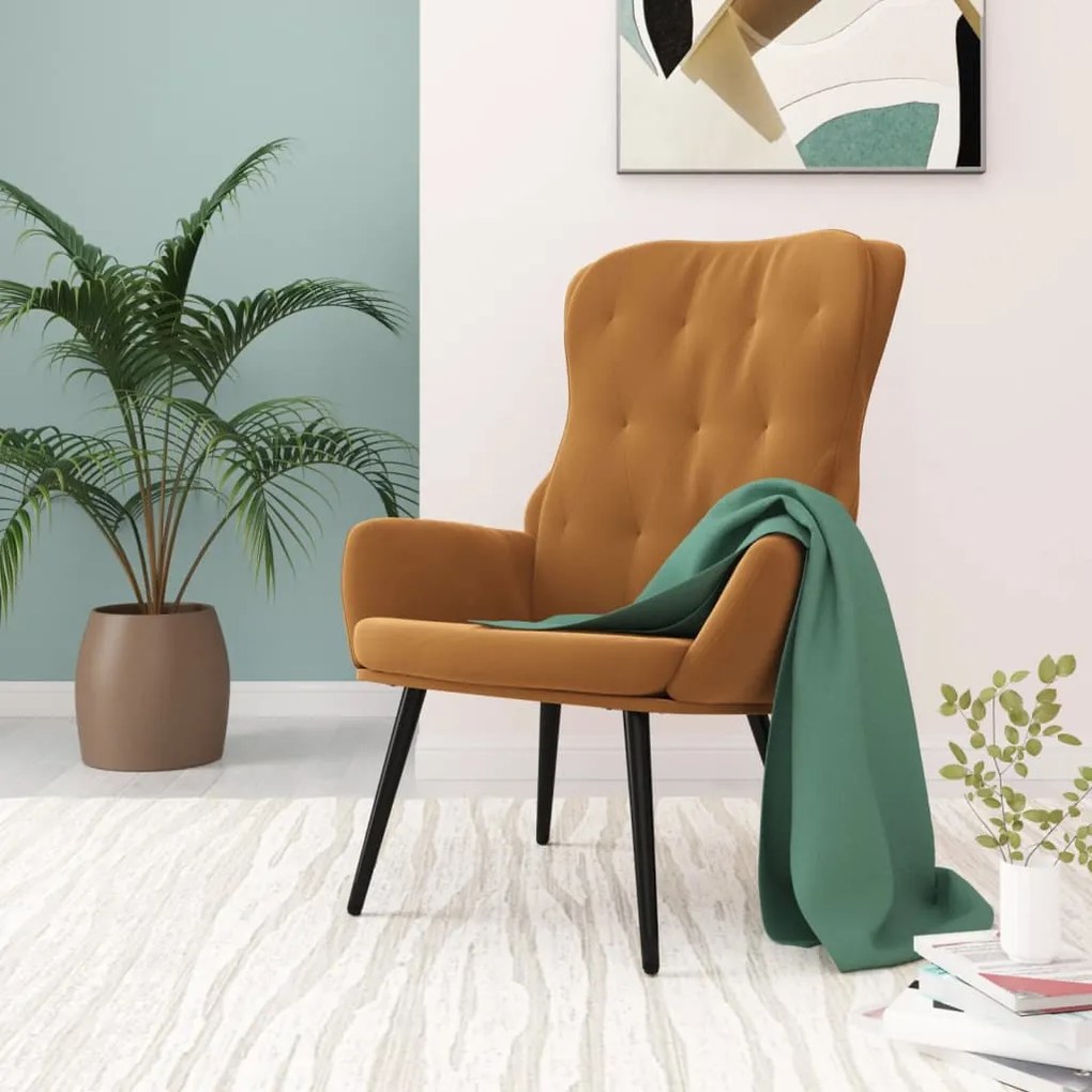341237 vidaXL Scaun de relaxare, maro, catifea