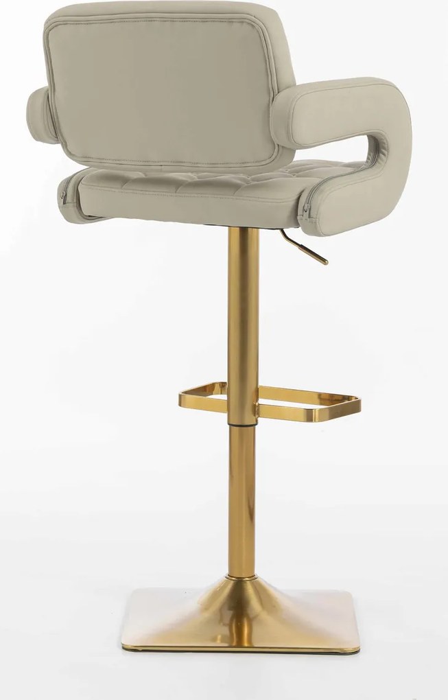 HR8403KW Scaun Ecru Piele Ecologica Premium Soft cu Bază Aurie