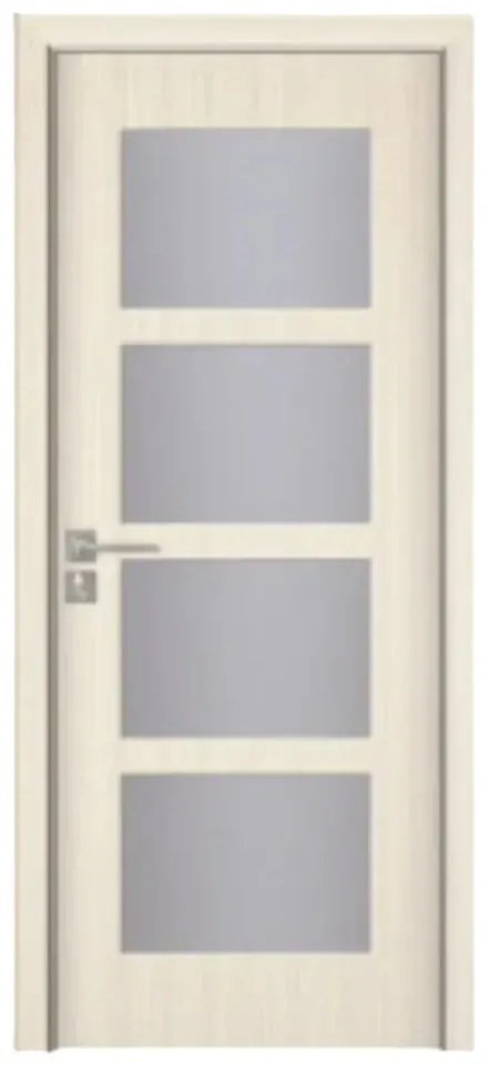 Usa Interior din MDF Novo Doors ND317, Cadru din Lemn Masiv, Geam Sablat, KIT COMPLET, Toc , Manere si balamale incluse (Culoare: Stejar Auriu, Toc: