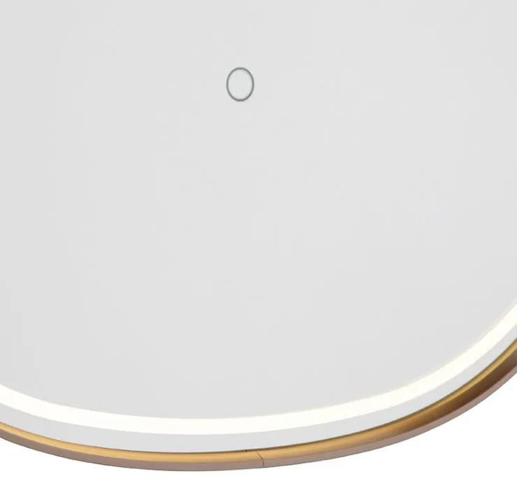Oglindă de baie cupru incl. LED cu dimmer tactil oval - Miral