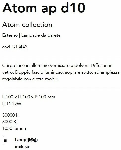Aplica LED de exterior ambientala Ip54 Atom ap d10 coffee