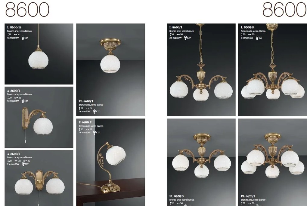 Candelabru din alama cu 5 brate design italian 8600