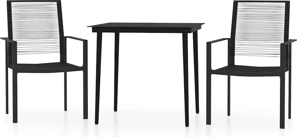 vidaXL Set mobilier de grădină, 3 piese, negru