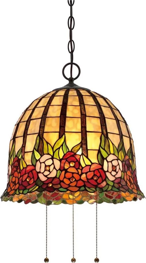 Quoizel QZ-ROSECLIFFE-P - Candelabru Tiffany suspendat pe lanț ROSECLIFFE 3xE27/100W/230V