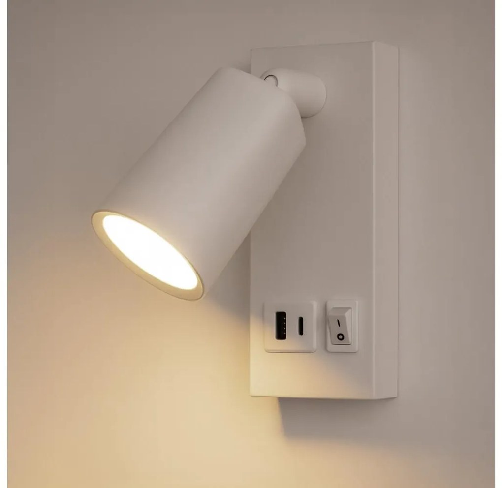 Spot LED de perete cu USB LED/5W/230V alb