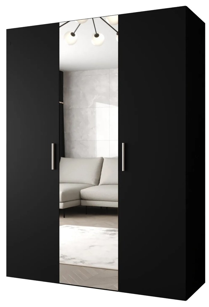 Dulap de haine 150 cm Borry 2 (Negru + Argintiu). 1125817
