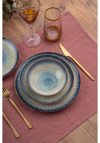 Set de veselă 24 piese, din porțelan, albastru