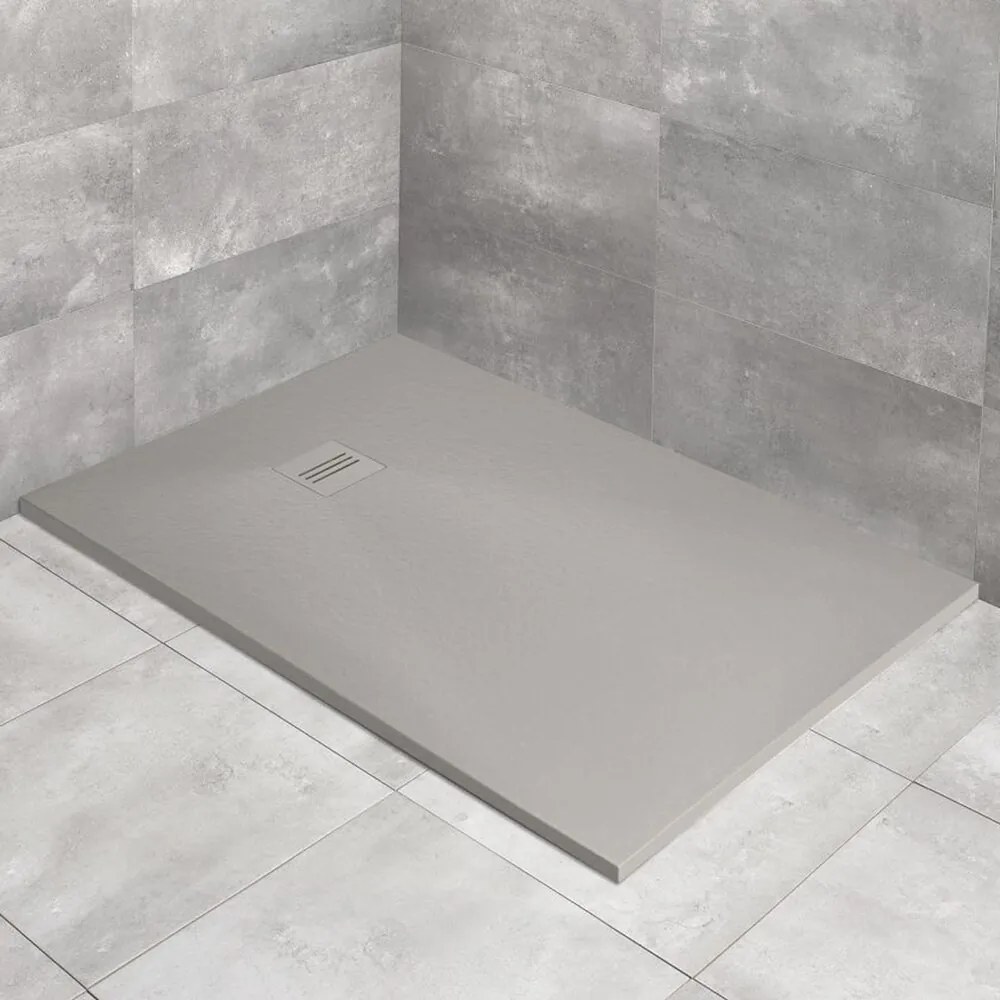 Cadita dus compozit dreptunghiulara Radaway Kyntos F 100x70 cm gri ciment