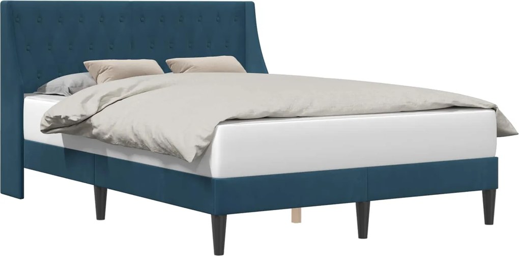 vidaXL Cadru de pat cu headboard albastru 120 x 190 cm Catifea
