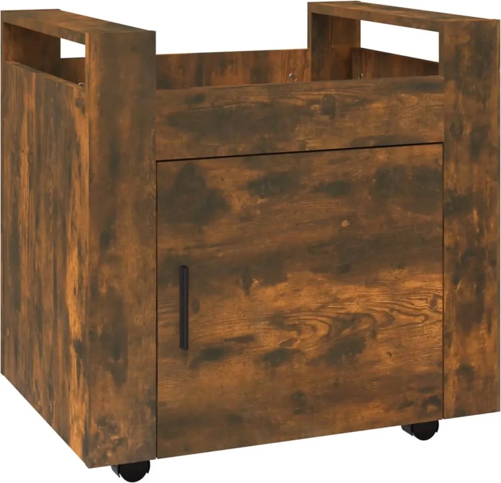 vidaXL Cărucior de birou, stejar fumuriu, 60x45x60 cm, lemn prelucrat