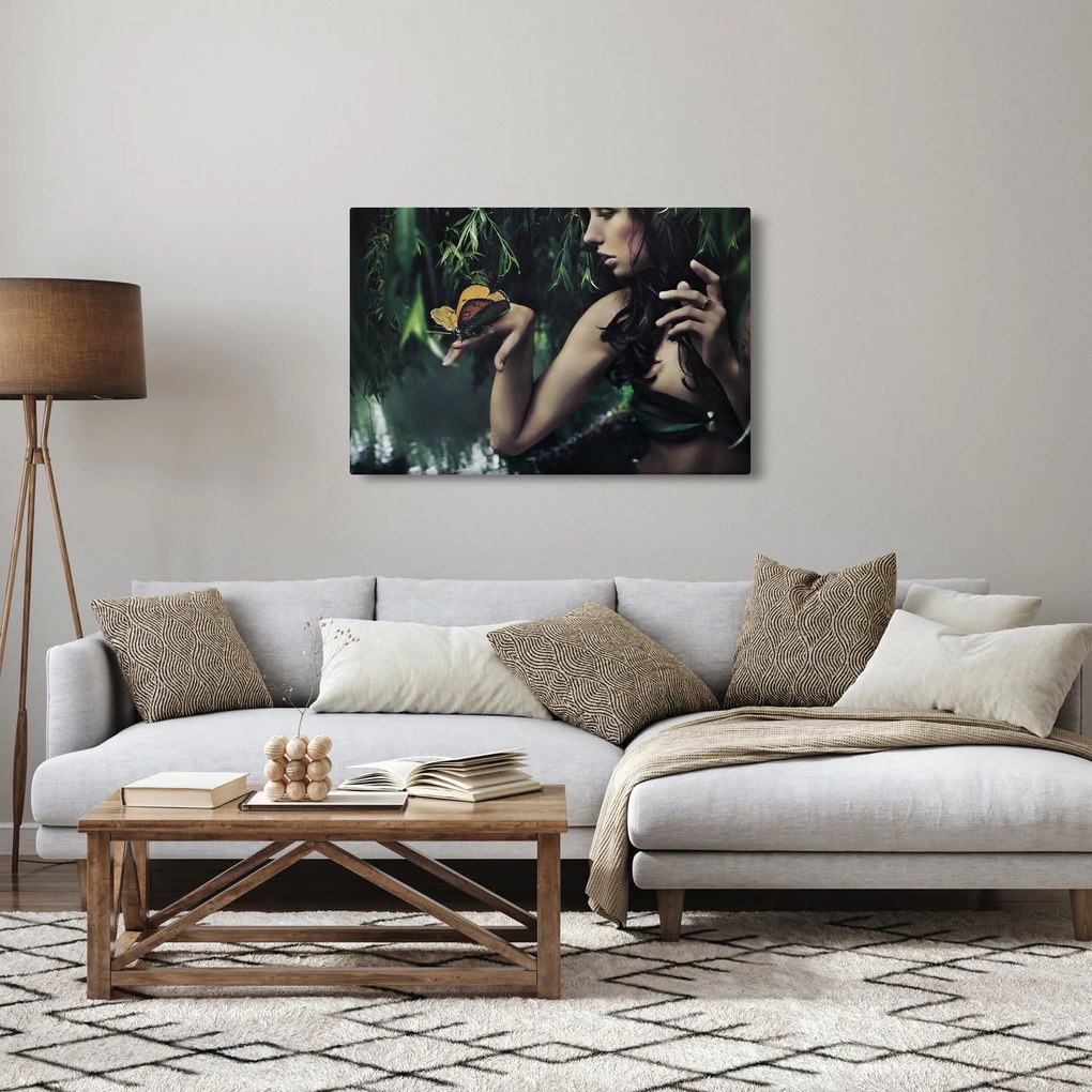 Tablou - Femeia grațioasă cu fluture (90x60 cm)