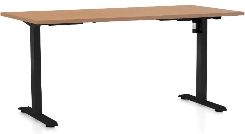 Masa inaltime reglabila OfficeTech A, 160 x 80 cm, bază neagră, fag