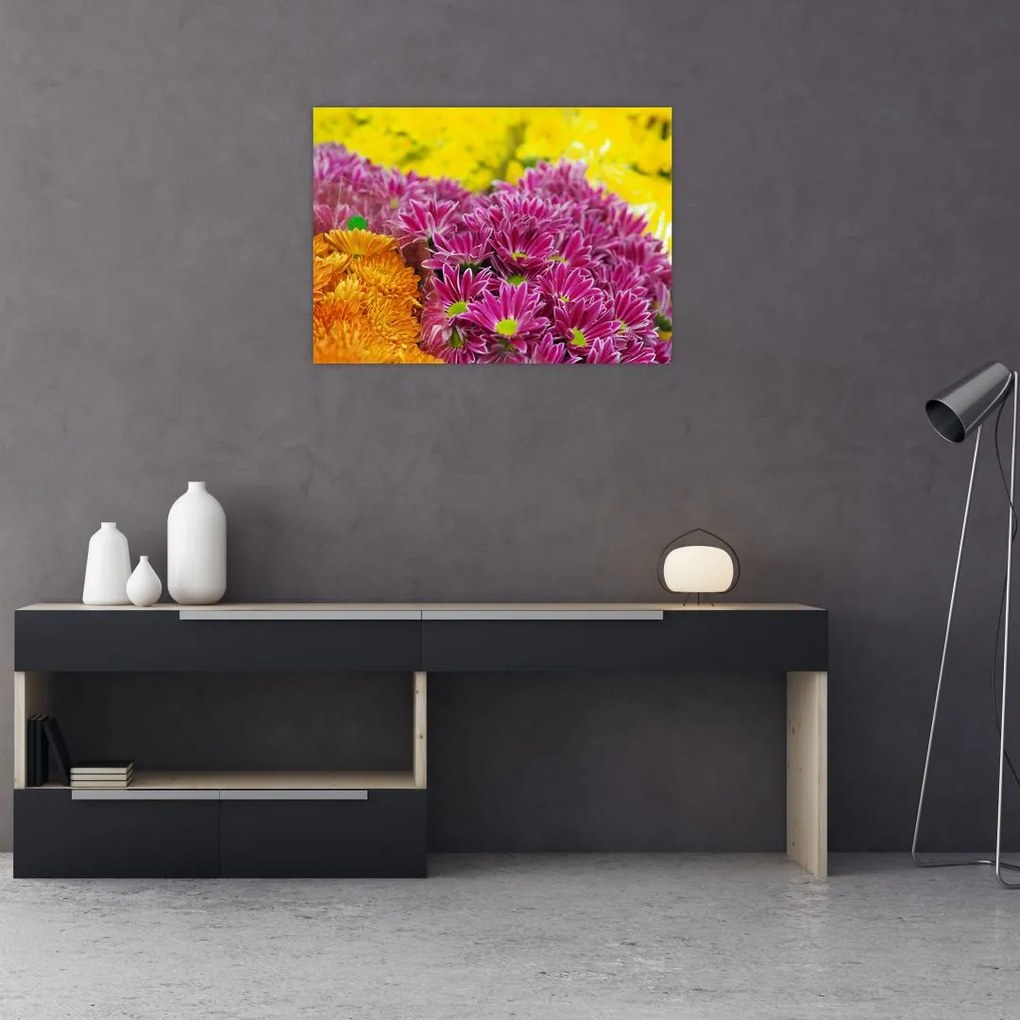 Tablou pe sticlă cu floarea roz (70x50 cm)