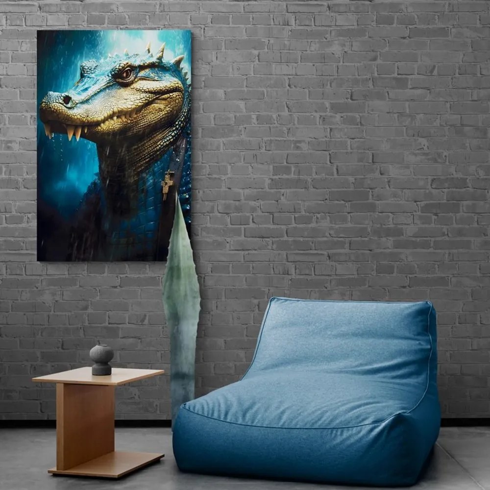 Tablou crocodilul albastru-auriu